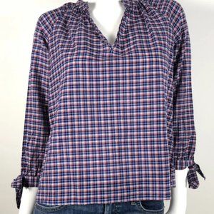 Madewell Whitby plaid tie sleeve xs